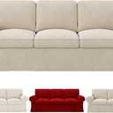 Ektorp Sofa Cover for IKEA Ektorp 3-Seat Sofa, Polyester Slipcover Set with 1 Frame Cover + 3 Seat Cushion Covers + 3 Back Cushion Covers, Machine Washable, Khaki