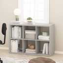 Furinno CUBICLE Book Shelf, 6-Cube Bookshelf, Extra Thick Frame Horizontally & Vertically Reversible Bookcase with Open Back, 14.6" x 44" x 30", for Living Room, Bedroom, Home Office, Light Grey, 6-cube,1.2in