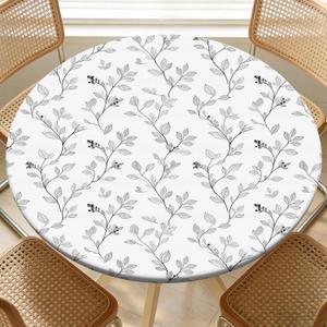 Round Fitted Table Cloth with Elastic Fits 42"-46" Round Tables, 48"