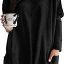 Eytino Women's Plus Size Long Sleeve Tops Crewneck Lightweight Sweatshirt Loose Casual Oversized T Shirts with Pockets, 5X, (C Black)