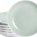 Set of 6 Dinner Plates 8 Inch, Green Porcelain Plates, Microwave Oven Dishwasher Safe Scratch Resistant