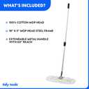 Commercial Dust Mop 18 Inch Floor Sweeper for Hardwood, Reusable Cotton Mop Head, Extendable Handle, Dry Mop for Floor Cleaning & Janitorial Supplies