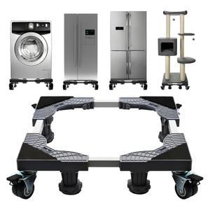 Fridge Stand Mobile Base With 4 Locking Wheels and 4 Strong Feet, Adjustable Furniture Dolly for Washer Dryer Washing Machine Stand Pedestal, Refrigerator (Grey, Large)
