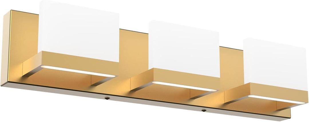 Tipace Gold Bathroom Vanity Light Fixtures Modern LED 3 Lights Vanity Light for Bathroom Up and Down Wall Light Fixtures 6000K (Gold-Non Dimmable)