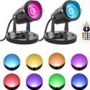 Led Spot Lights Indoor, 5W RGBW Uplighting 16 Color Changing Up Lights Indoor with Remote, 120V Indoor Spotlight Plant Accent Lighting Decor(2 Pack with Base and Stake)