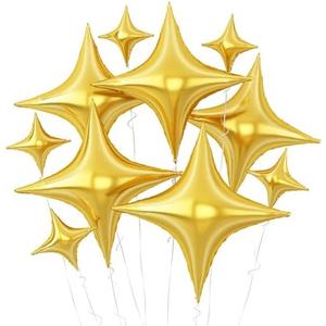 Gold Star Balloons,10Pcs Quadrangle Star Balloons,Four Angle Shaped Helium Polyester Film Balloon for Graduation,New Year,Birthday,Engagement,Wedding Party Decorations