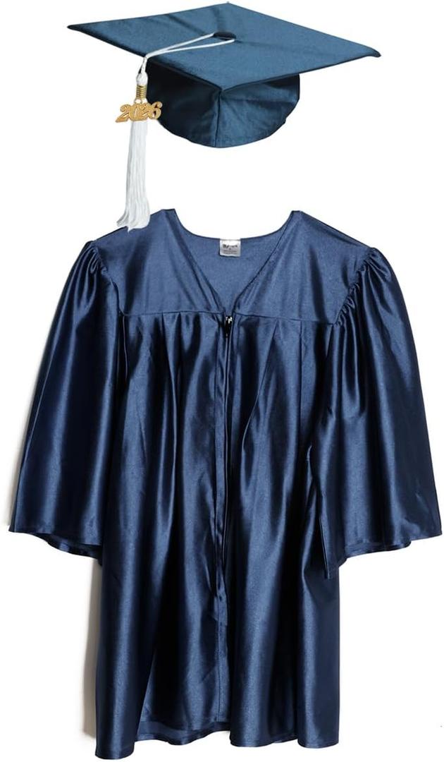 Shiny Child Graduation Cap, Gown, Tassel and 2026 Charm Set, Kindergarten Graduation and Kids Preschool (Blue, S)