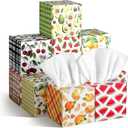 12 Pack Fruit Facial Tissues Cube Face Boxes 600 Sheets 3 Ply Small Square Tissues Bulk for Spring Summer Car Bedroom Supplies