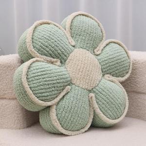 Sage Green Decorative Throw Pillows Flower Daisy Shaped Pillow 16" Soft Floor Cushion for Couch Bed Chair Girls Room Bedroom Decor Aesthetic (1, Sage Green, 16 Inch)