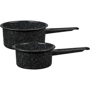 Granite Ware Non-Stick Saucepan Set with Steel Core, 1 & 2 Quart - Durable & Scratch-Resistant Pot for Soups and Sauces - Fast, Even Heating - Non-Toxic Cookware Essentials (Speckled Black)