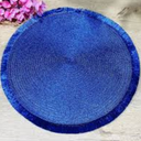15 Inch Christmas Table Place Mats Set of 4 Shiny Round Woven Placemats for Home Kitchen Dining Decor BLUE