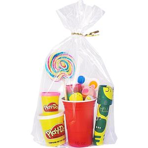 Wowfit 50 CT 10x14 inches Clear Bottom Gusset Cellophane Gift Bags with 6" Gold Twist Ties, Cello Packaging for Party Favors, Bridal Showers, and Wedding Gift Wrapping