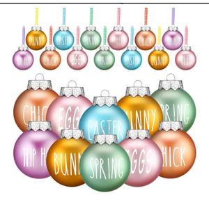 Vinsot 12 Pieces Spring Hanging Ornaments Plastic Egg Decorations Decorative Easter Ball Ornaments Bunny Chick Spring Hanging Baubles for Home Tree Party Decor