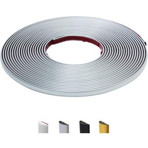 26.2 Ft Peel and Stick Wall Molding Trim, D-Shape Flexible Molding Trim Silver for Backsplash, Mirror, Wall, Window & Door Frames, Waterproof Self Adhesive Trim(W:0.4", T:0.1")