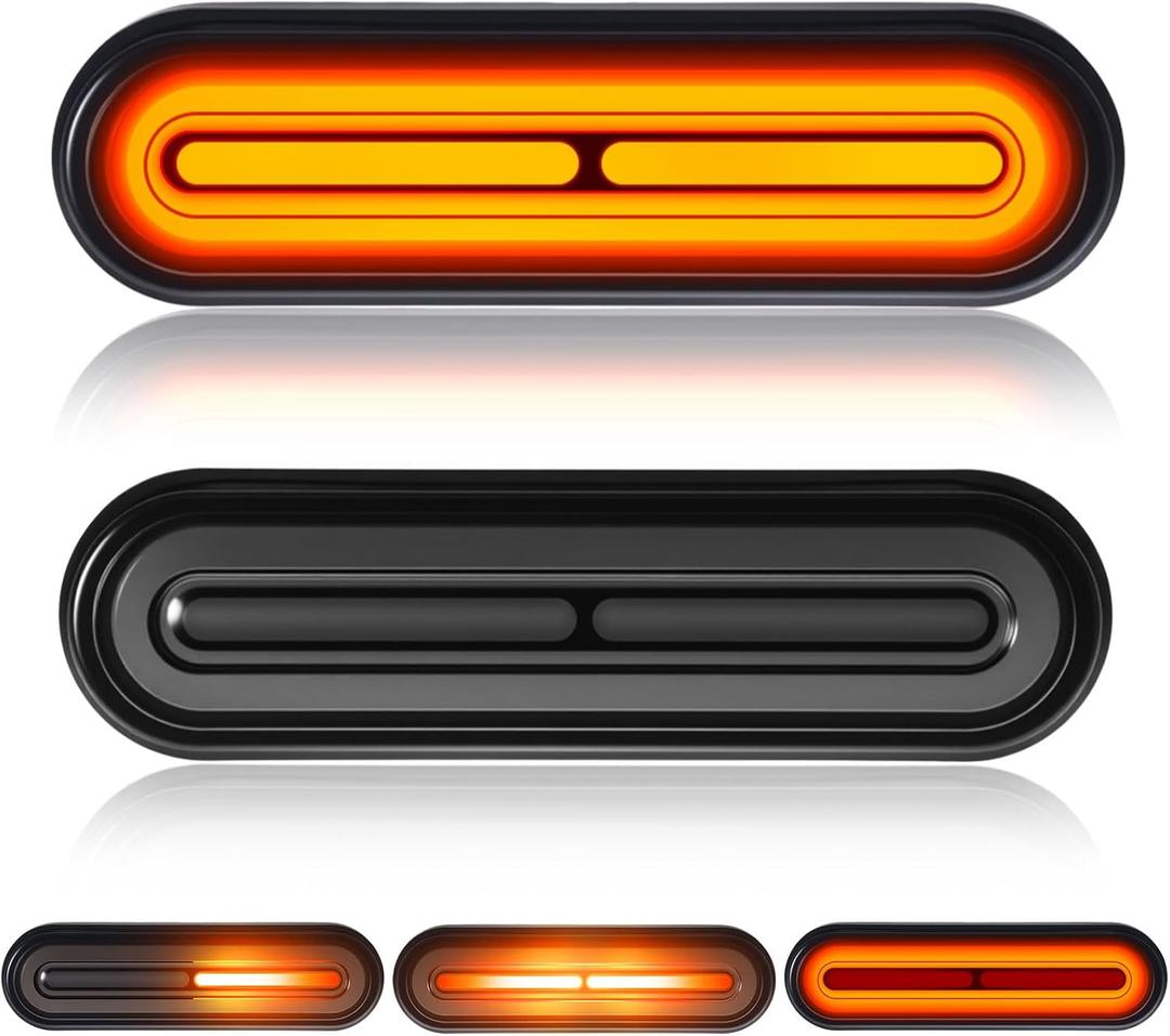 Lewtemi 2 Pcs 5'' Motorcycle LED 2 Color Tail Light 12V-80V Universal Scooter Brake Safety Tail Light with Amber Turn Signals, Waterproof, for Dirt Bike Atv Bike Truck Trailer Golf Cart