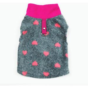 Dog Sweater, Soft Fleece Vest with Leash Ring Pullover Jacket Winter Pet Dog Clothes for Puppy Small Dogs Cats Teddy Chihuahua Yorkshire for Christmas (L, Grey, Pink Heart)