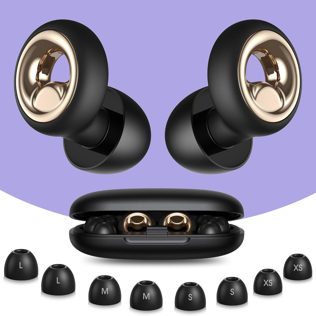 Ear Plugs for Sleeping, 50dB Silicone Ear Plugs for Noise Cancelling, Earplugs for Snoring, Concert & Shooting with 8 Eartips, Silicone Hearing Protection for Work, Travel(Dark Grey)
