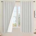 LAMIT Light Grey 100% Blackout Linen Curtains, 63 Inches Linen Textured Thermal Bedroom Curtains Back Tab and Rod Pocket Burlap Panels with White Liner for Farmhouse, 2 Panels, 52 x 63 Inch