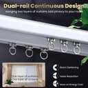 Silent Double Curtain Track Ceiling Mounted, Heavy-Duty Aluminum Room Divider Rails Bedroom/Living/Window/Hotel Drop Ceiling Curtains Tracks Easy InstallWhite, 4.6m(15.1ft)