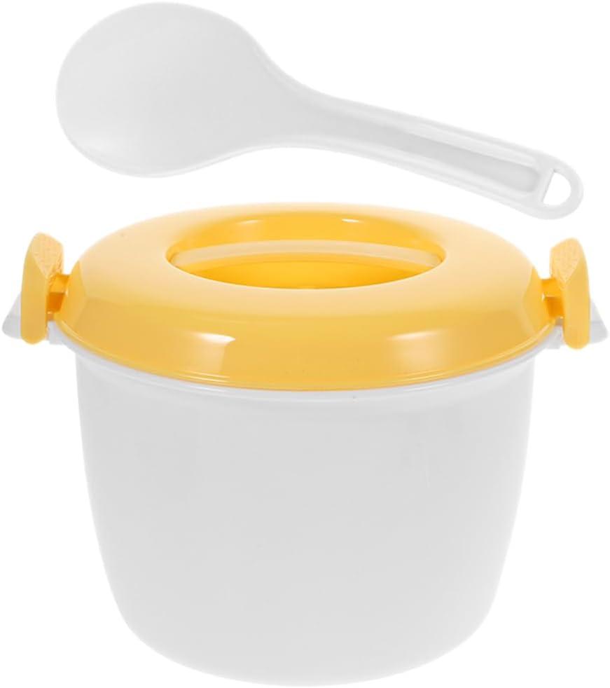 PRETYZOOM Microwave Rice Cooker 8.26 x 6.88 x 5.51 Inches – Food-Grade Insulated Steaming Pot for Rice & Vegetables – for Home, Office, Dormitory, On-the-Go Professionals