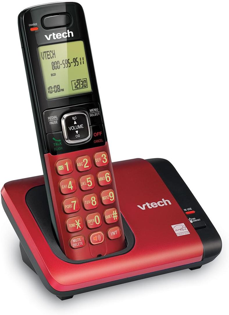 VTech CS6719-16 DECT 6.0 Phone with Caller ID/Call Waiting, 1 Cordless Handset, Red