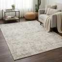 3x5 Area Rugs for Living Room, Vintage Machine Washable Rugs, Beige | Faded Style Non Slip Rug, Stain Resistant Low Pile Carpet, Boho Neutral Rugs for Bedroom Dining Room Playroom Nursery Office