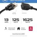 Iron Forge Cable 10 Ft Black Extension Cord, 16/3, 10 Foot Extension Cord, 3 Prong, Weatherproof - Great for Outside Use