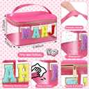Kinlop American Mahjong Bag Empty Clear Mahjong Tiles Bag, Letter Embroidery Mahjongs Case for Standard Size American Mahjongs Set, Case Only(Pink,Mahj)