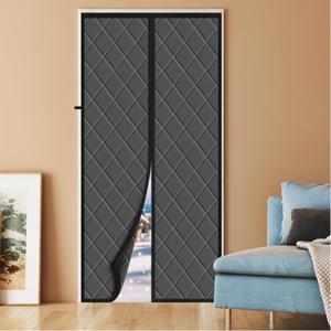 Magnetic Thermal Insulated Door Curtain, Fits Door Size 38" x 82",Durable Oxford Cloth&Thicken Polyester Fiber Fill, Efficient Temperature Control, Durable Construction, Soundproof and Windproof (Polyester Dark gray)