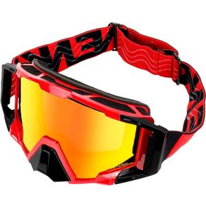 Motocross Goggles with Nose Cover - MX & ATV Off Road Dirtbike Goggles for Unisex Adult (Red Frame & Red Tinted Lens)
