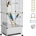 STILLCOVE Big Flight Bird Cage, Black Parakeet Cages with Rolling Stand & Wheels, Wide Birdcage for Parrots Cockatiels Conure Budgie Canary Finch Lovebird