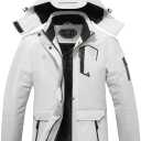 ASPO Women's Ski Jacket Waterproof Winter Jacket Insulated Warm Fleece Lined Windproof Snow Coats with Hood Snowboarding (White, S)