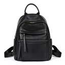 COOLCY Genuine Leather Backpack Purse for Women Multi-functional Elegant Daypack for ladies (Black) Small