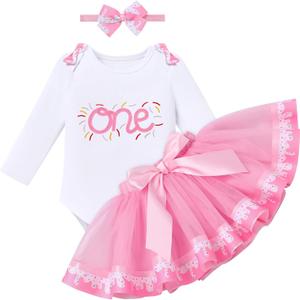 AWIBMK Baby Girl Snowflake One Year Birthday Outfit Cake Smash Photoshoot Clothes Long Sleeve Romper Tutu Skirt Headband