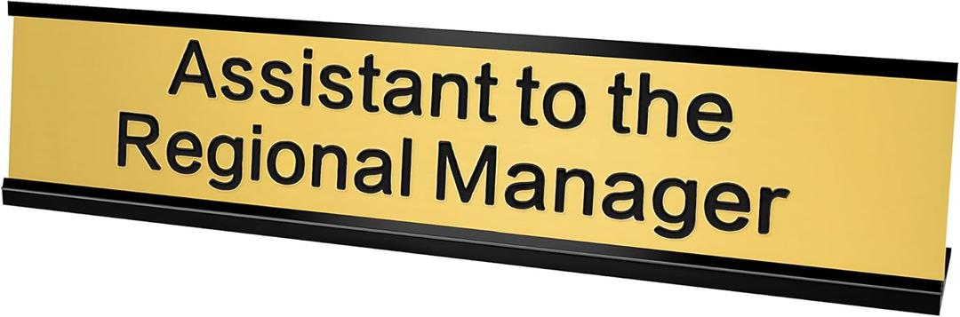 Assistant to the Regional Manager Desk Sign Gold Funny Office Novelty Nameplate Office Decor Desk Plaque Men Women Gift