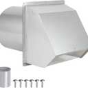 6 Inch Wall Vent Cover,Exterior Wall Vent Hood with Screen and Damper Exhaust Dryer Vent Cover Outside,External Extractor Wall Exhaust Vent Cap for Range Hood Kitchen Outdoor Air Vent,Stainless Steel