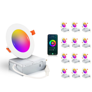 CLOUDY BAY [12 Pack] 4inch Smart WiFi LED Recessed Lighting,RGBCW Color Changing, Compatible with Alexa and Google Home Assistant, No Hub Required,10W 650LM, 2700K-6500K,CRI90+ Wet Location,12 Pack