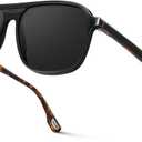 Premium Acetate Aviator Polarized Sunglasses for Men Women Scratch/Saltwater Resistant/Oleophobic Coating Lens (Black and Tortoise Frame/Grey Lens)