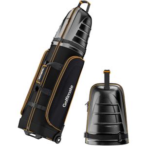 Golf Travel Bags for Airlines with Carbon Fiber Hard Top, Protective Club Traveling Cover with Wheel, Golf Club Carrier Case for Airplanes, Thick Padding, Durable Zippers and 2 Sided Spacious Pockets