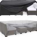 Heavy Duty Patio Furniture Covers Waterproof, Mrrihand Patio Furniture Outdoor Sectional Sofa Set, Patio Table and Chair Set Cover 89.7"L62.2" W28.3"H (Black)