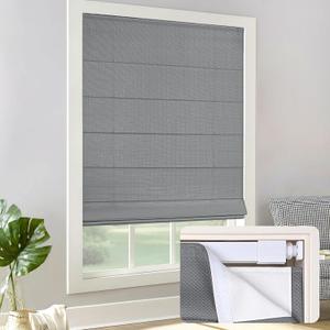 LazBlinds Cordless Roman Shades - No Drill Easy Install Light Filtering Window Blinds, Thermal Insulated Room Darkening with UV Blocking for Bedroom/Living Room, Window Size 35" W x 64" H, Charcoal