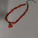 Red Cherry Phone Charm Beaded Heart Phone Wrist Strap Cell Phone Bracelet Charm Camera Wrist Lanyard Strap Phone Key Chain String Decorative Phone Charms
