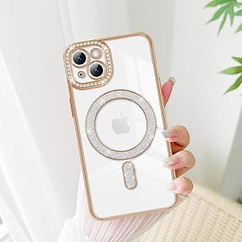 Luxury Glitter Phone Case Compatible with iPhone, Diamond Rhinestone Protective Back Cover with Crystal Ring Stand (Gold, iPhone 13 Pro)