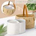 Baby Diaper Caddy Organizer Scalloped Rattan Basket with Handle and Removable Divider Diaper Caddy Basket Handmade Wicker Woven Scalloped and Nursery Storage for Baby Shower Gifts Newborn