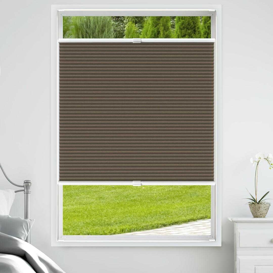 LazBlinds Cordless Cellular Shades, Blackout Top Down Bottom Up Honeycomb Shades for Home, French Door Blinds, Light Blocking Thermal Insulation Blinds for Windows, Front Doors, 47" W x 64" H, Black