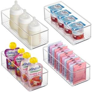 Heyuzb 4 PACK Freezer Organizer Bins Clear Stackable Storage Bins for Fridge Organization and Storage