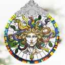 3 x Medusa Christmas Ornaments, 3" Stained Glass Christmas Decor, Christmas Tree Ornaments, Gifts for Women, Unique Gift Idea, Perfect for Holiday Party, Tree, Window, Home Decor