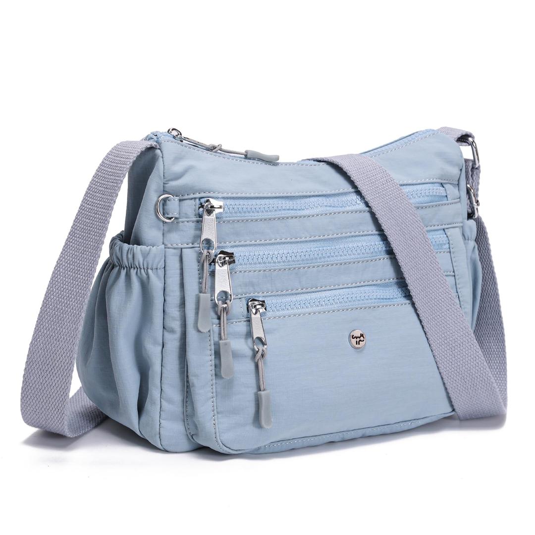 AOCINA Crossbody Bags for Women Multi Pocket Nylon Lightweight Ladies Purses Messenger Shoulder Handbags Satchel Travel Bag (Canal Blue)