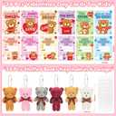 Valentines Day Cards for Kids School, 24 Packs Valentines Cards with Stuffed Mini Bear Toys, Perfect Plush Animal Key Chains for Valentines Party Favors, Ideal Exchange Gifts for Boys Girls Classroom
