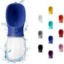 WePet Portable Dog Water Bottle, 12 OZ, Leak Proof Puppy Water Dispenser with Drinking Feeder for Pets Outdoor Walking, Hiking, Travel, Food Grade Plastic (#01 Navy Blue)